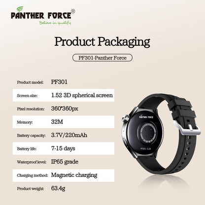 Pantherforce 1.52" 3D Spherical Screen SmartWatch