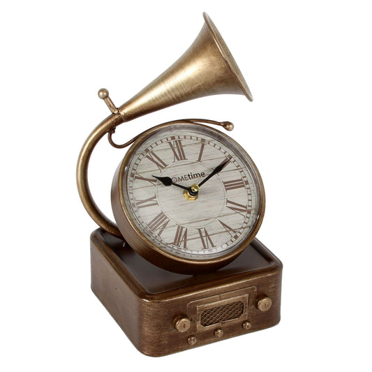 Hometime Metal Mantel Clock - Gramophone Roman Numerals