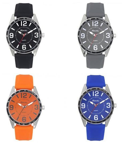 Ravel Mens Sports Dial Silicone Strap Watch Available Multiple Colour