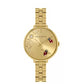 Amelia Austin Ladies Bumble Bee Gold Stainless Steel Bracelet Red Stone Set Etched Dial Watch AA4012