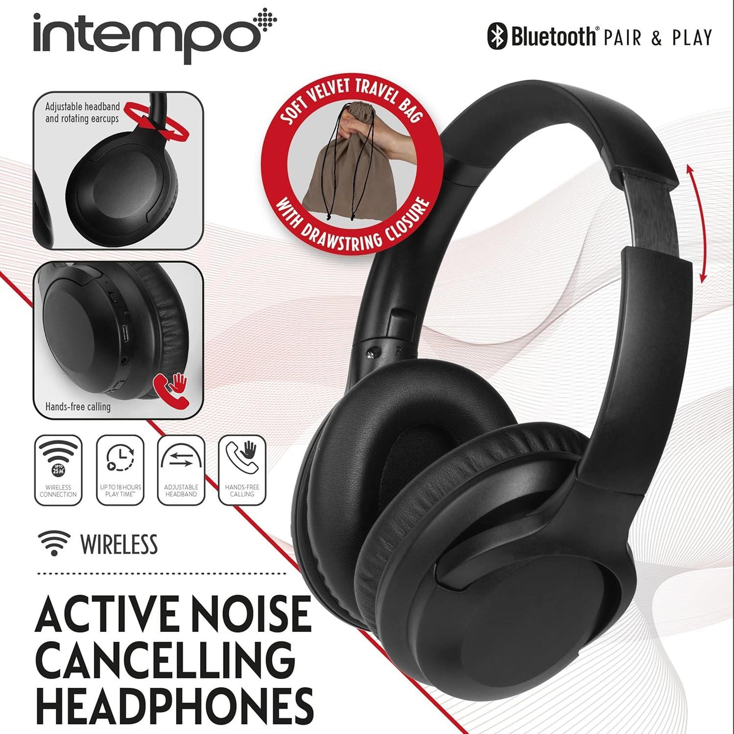 Intempo Active Noise Cancelling Over-Ear Headphones