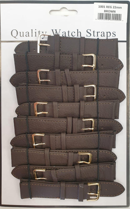 Brown Leather Watch Straps Pk10 available sizes 6mm - 24mm 1001BR