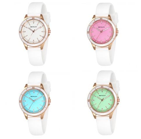 Henley Ladies Coloured Sports White Rubber Strap Watch H06173 Available Multiple Colour