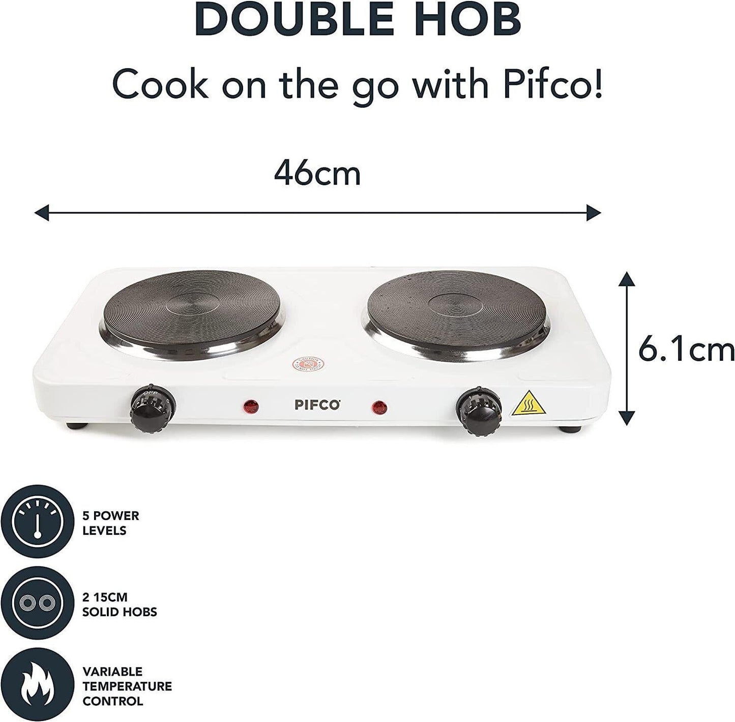 Pifco Double Hob Electric Hot Plate 2000W