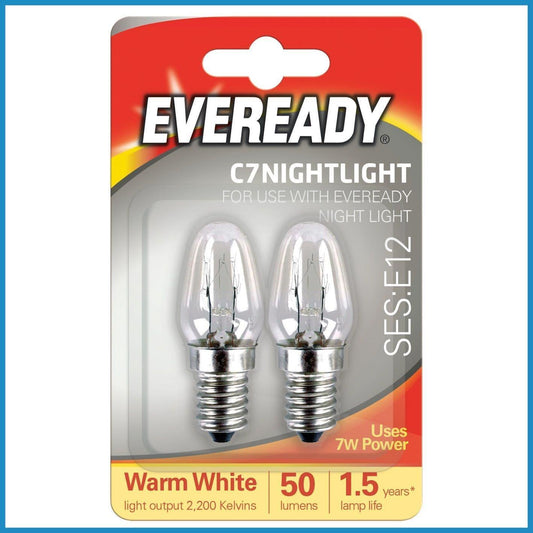 Eveready 7w E12 Nightlight Bulbs 2pk