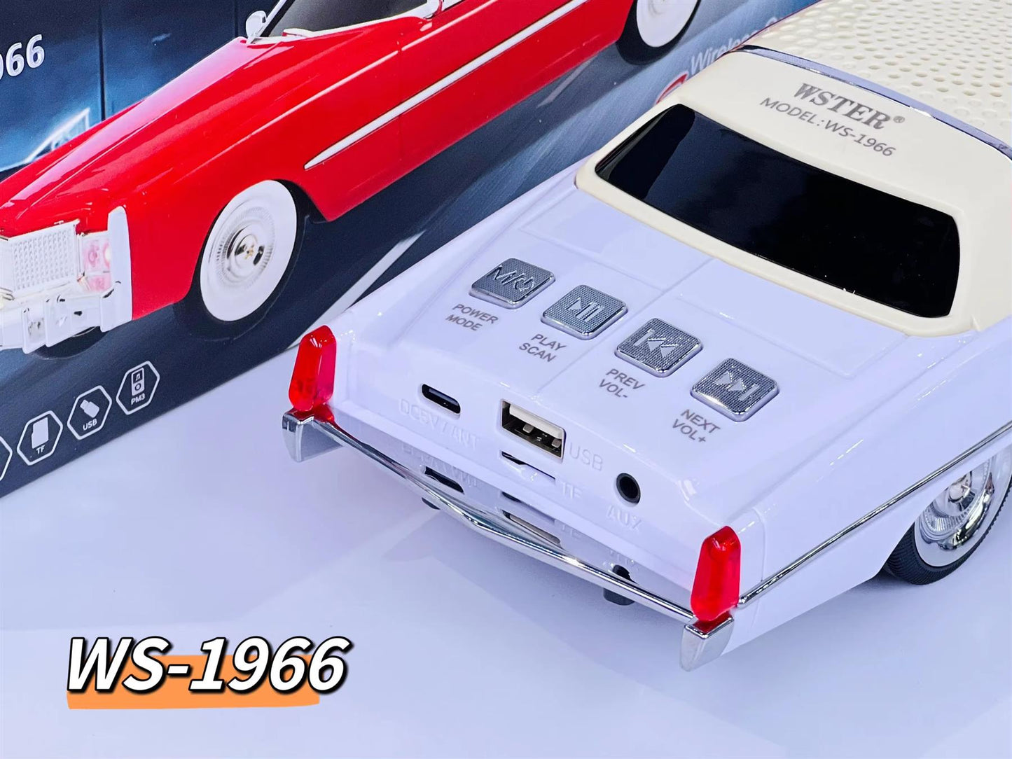 WSTER Wireless Bluetooth Car Speaker with TF/USF/FM WS-1996