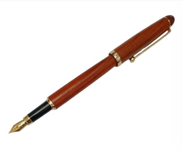 Imperial Wood Matt Brown Gold Trim Fountain Pen Fine NIB IMP315R