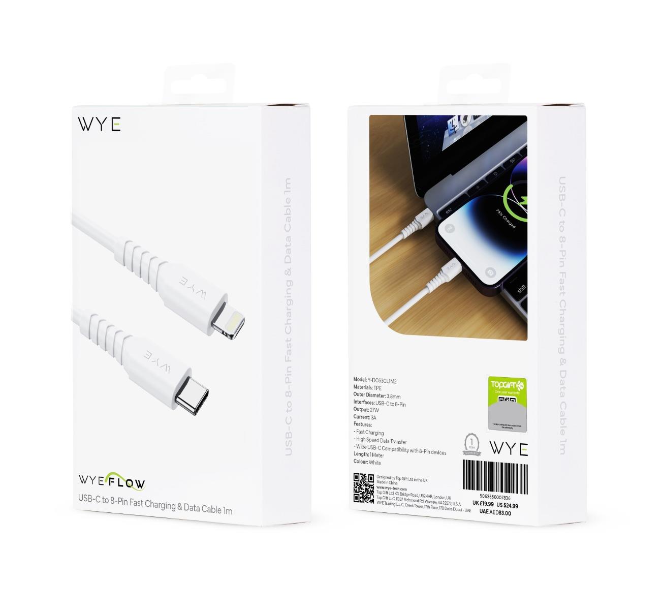 WYE USB-A to USB-C Fast Charging & Data Cable 1m