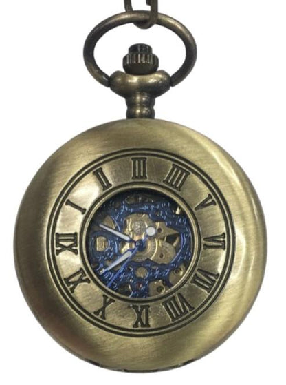 Mens & Ladies Mechanical Hand Winding Half Hunter Steampunk Bronze Pocket Watch