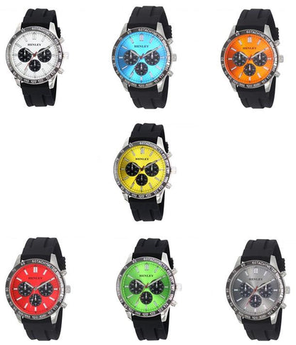 Henley Mens Fashion Polished Sports Silicone Watch H02223 Available Multiple Colour