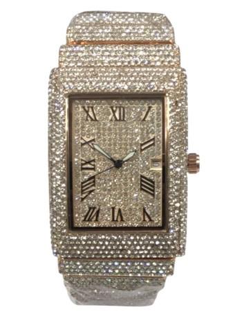 NY London Mens Bling Fashion Dated Rectangle Gold Dial Gold Bracelet Watch Available Multi Color