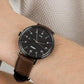 Lorus Mens Black Date Dial Brown Leather Strap Watch RH985MX9