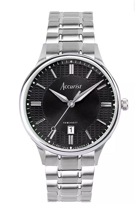 Accurist Mens Classic Silver Stainless Steel Bracelet Analogue 37mm Watch