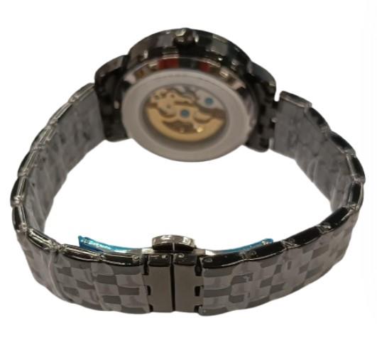 NY London Mens Automatic Bling Dial Analogue Black Metal Strap Bracelet Watch