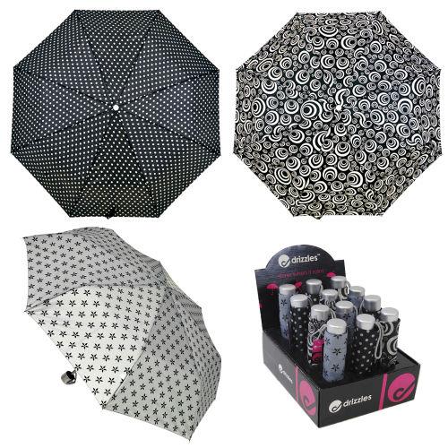 Drizzles Black & White Prints Umbrella (BOX OF 12) UU0118