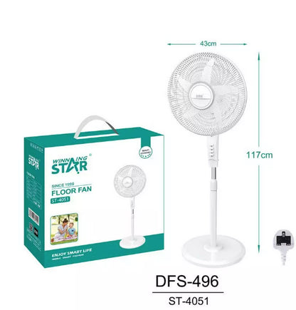 Winning Star 16" Pedestal Round Base Fan with 5 Blades