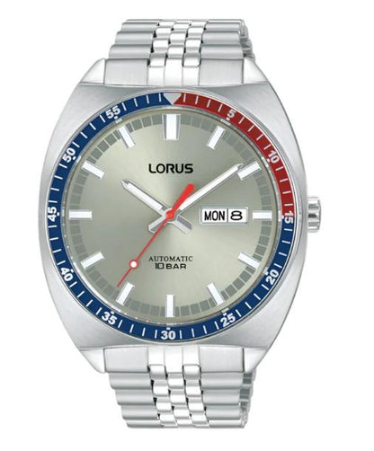 Lorus Mens Automatic Day Date Grey Dial Stainless Steel Bracelet Watch RL447BX9