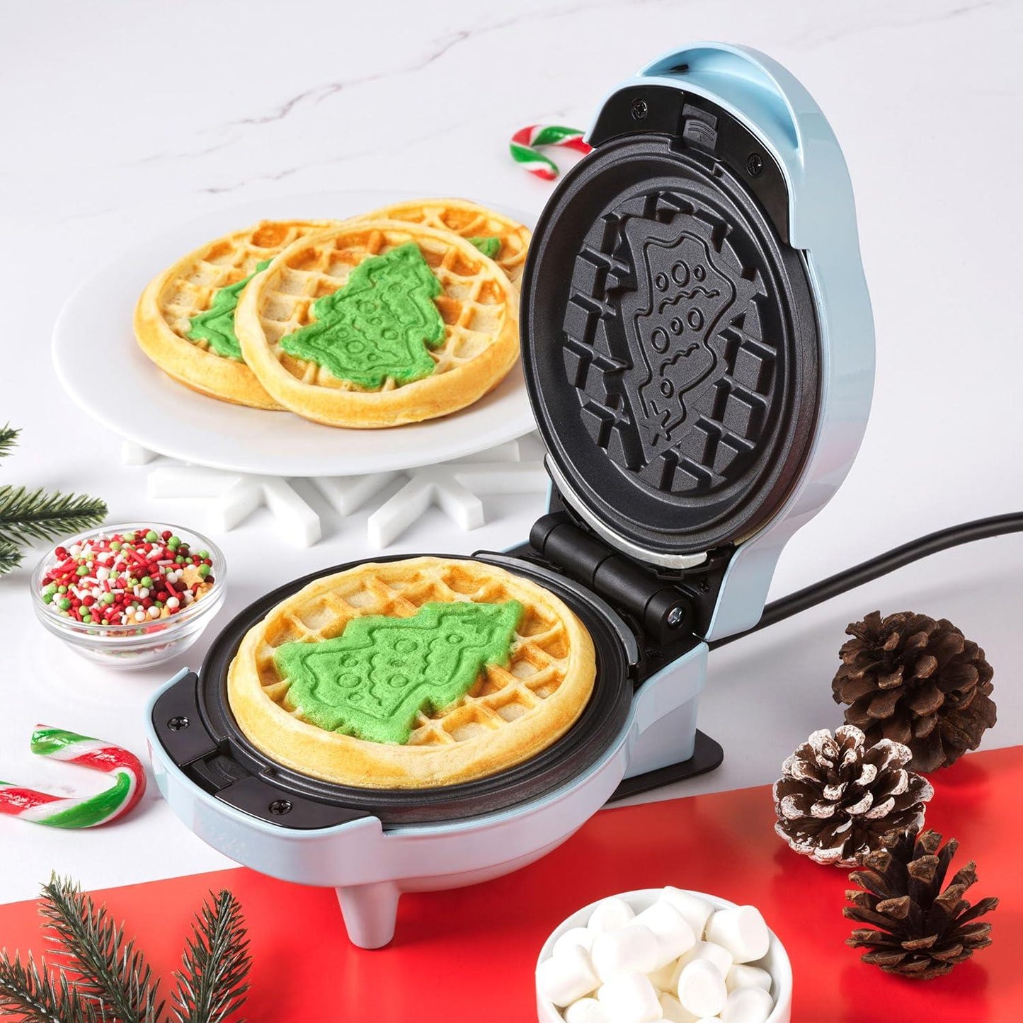 Giles & Posner Mini Waffle Maker – 5-in-1 Non-Stick Waffles, Snack Maker