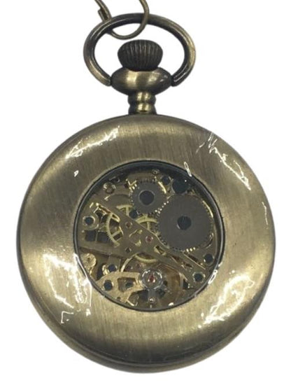 Mens & Ladies Mechanical Hand Winding Half Hunter Steampunk Bronze Pocket Watch