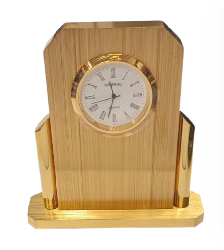 Miniature Clock Gold Plated  Solid Brass IMP48G - CLEARANCE NEEDS RE-BATTERY