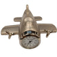 Miniature Clock Silver Tone Aeroplane Solid Brass IMP63S - CLEARANCE NEEDS RE-BATTERY