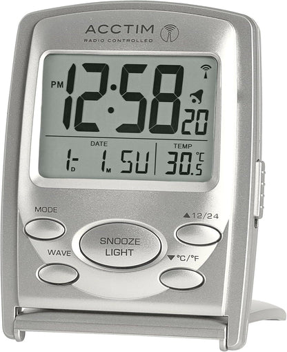 Acctim Vista MSF Radio Controlled Multi Function Digital Travel Alarm Clock