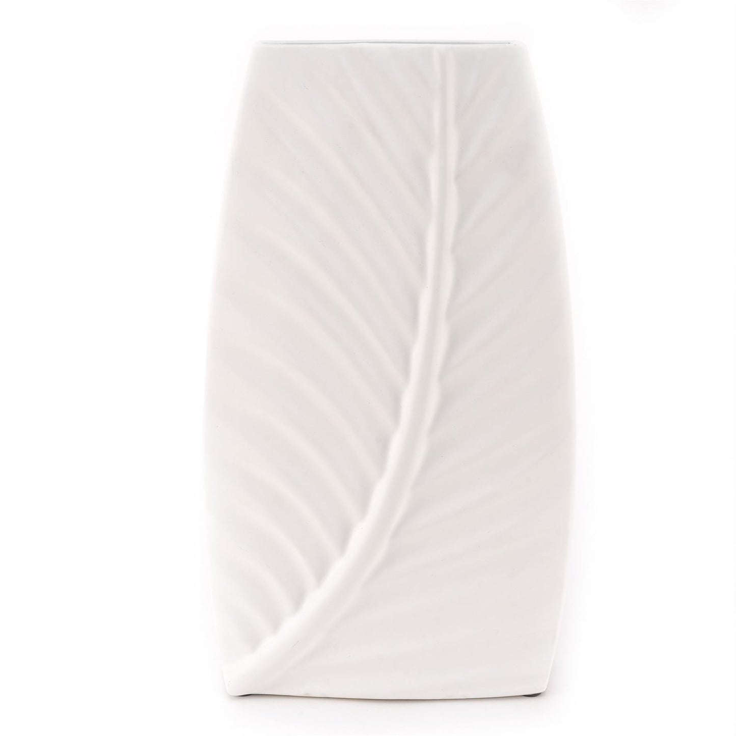 Hestia Matte White Ceramic Leaf Vase 36cm