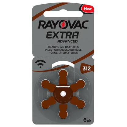 Rayovac Extra Size 312 Brown Hearing Aid Batteries Pack of  6