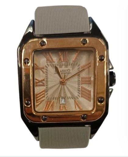 Clasico Ladies Dated Water Resistant Square Dial Rubber Strap Watch Available Multiple colour