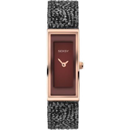 Sekonda Seksy Ladies Bling Fashion Rose Gold Case & Leather Bracelet with Red Dial Watch - 2576