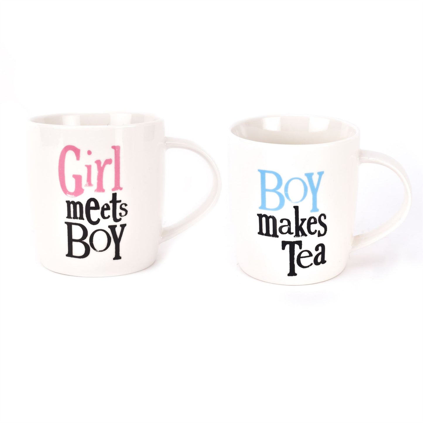 Brightside Girls Meets Boy, Boy Makes Tea Set of 2 Mugs