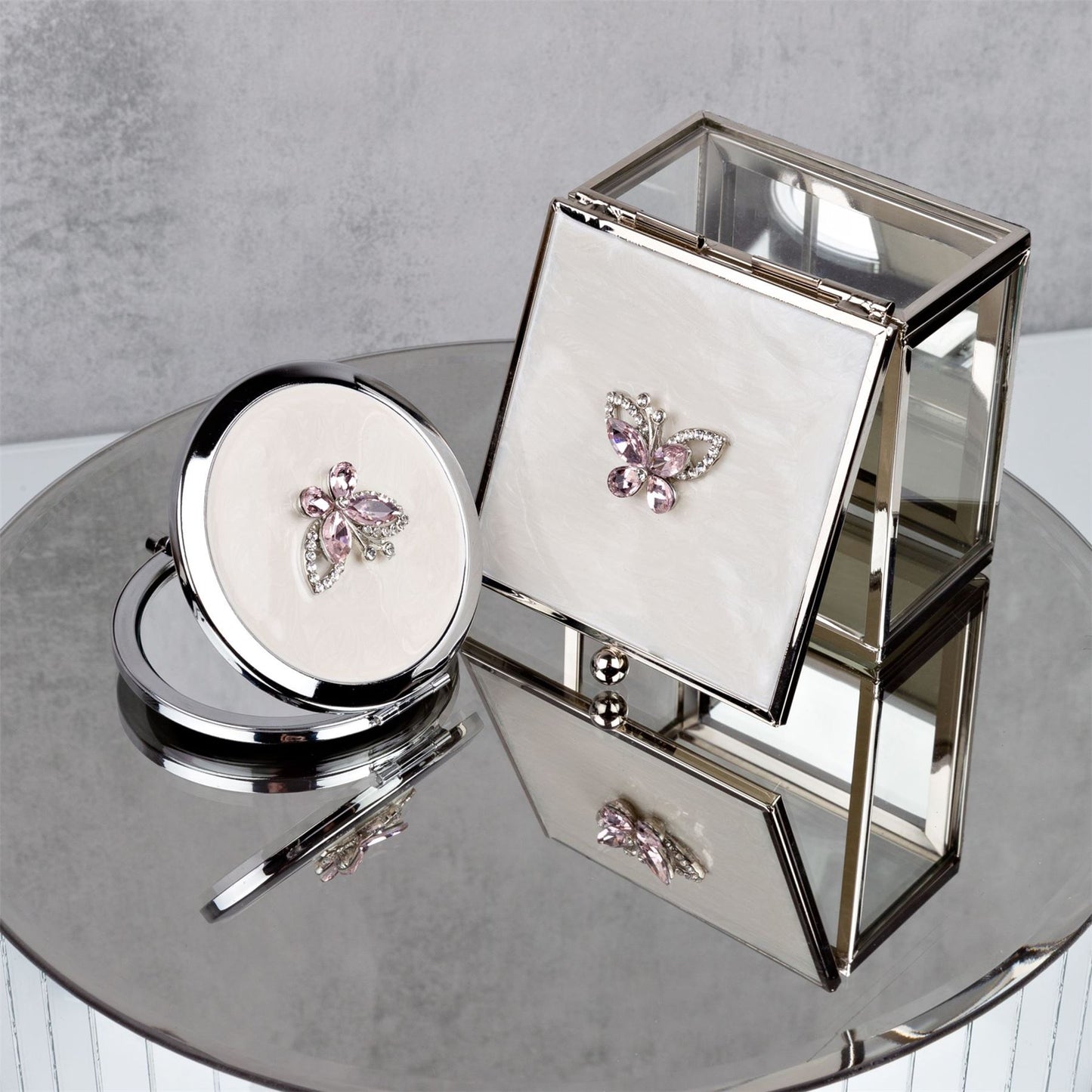 Sophia Embellished Butterfly Trinket Box with Enamel Lid