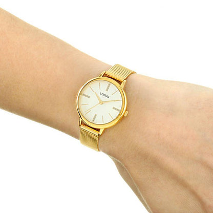 Lorus Ladies Fashion Designer Analogue Gold Plated Bracelet Watch RG214QX5 NEEDS BATTERY