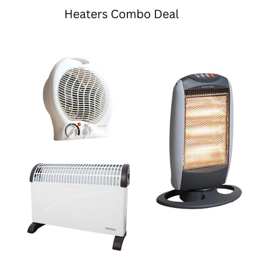 Upright Fan Heater + Halogen Heater + Convector Heater