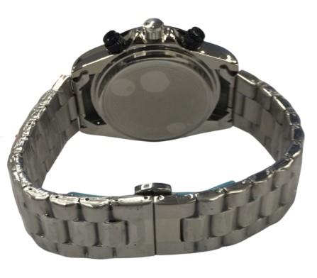 Ketta Mens Fashion Dated Multi Dial with Black Top Ring Silver Metal Bracelet Strap Watch Available Multiple Colours