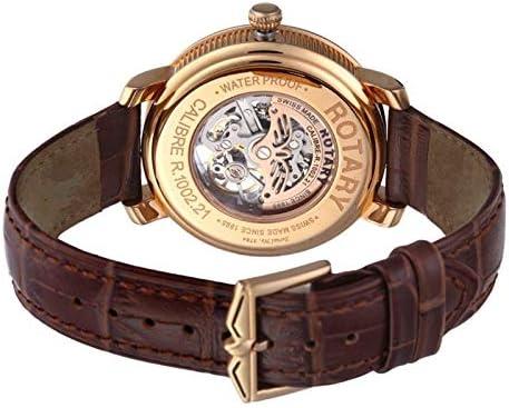 Rotary Mens London Automatic Brown Leather Strap Watch GS90505/06