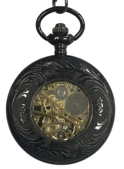 Mens & Ladies Mechanical Hand Winding Half Hunter Steampunk Gun Pocket Watch
