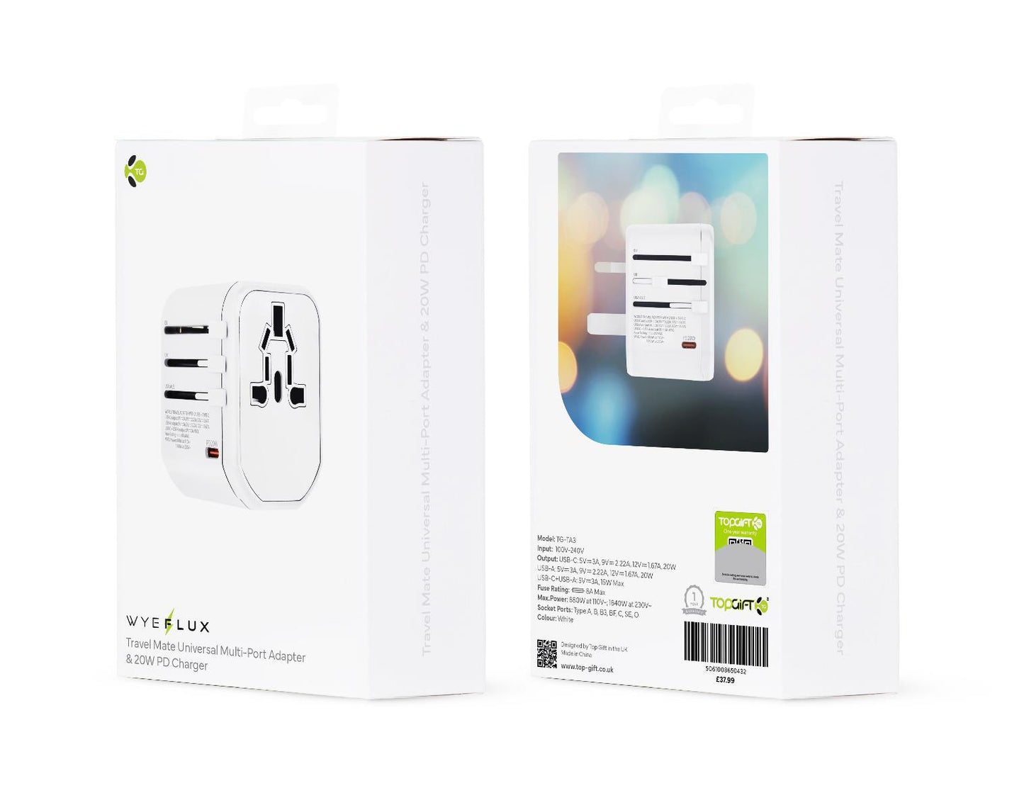 Multiple Ports and Pins Universal Travel Adapter WYEFLUX