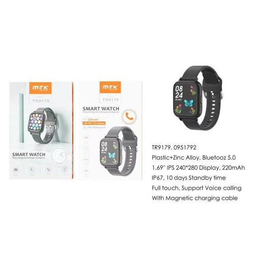 MTK Smart Watch – 1.69" IPS Touch Display with Voice Calling, IP67 Waterproof - TR9179