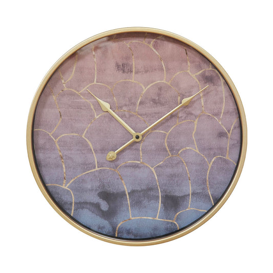 Wall Clock Pink & Gold with Metal Case 40cm