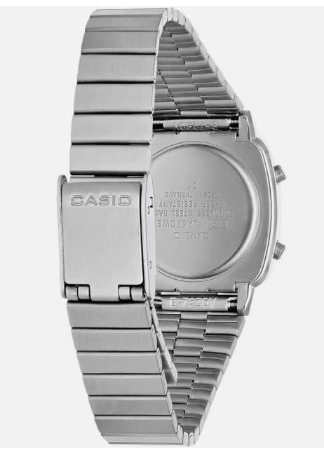 Casio Ladies Digital Vintage Classic Silver Stainless Steel Alarm Timer Watch LA670WA-7DF