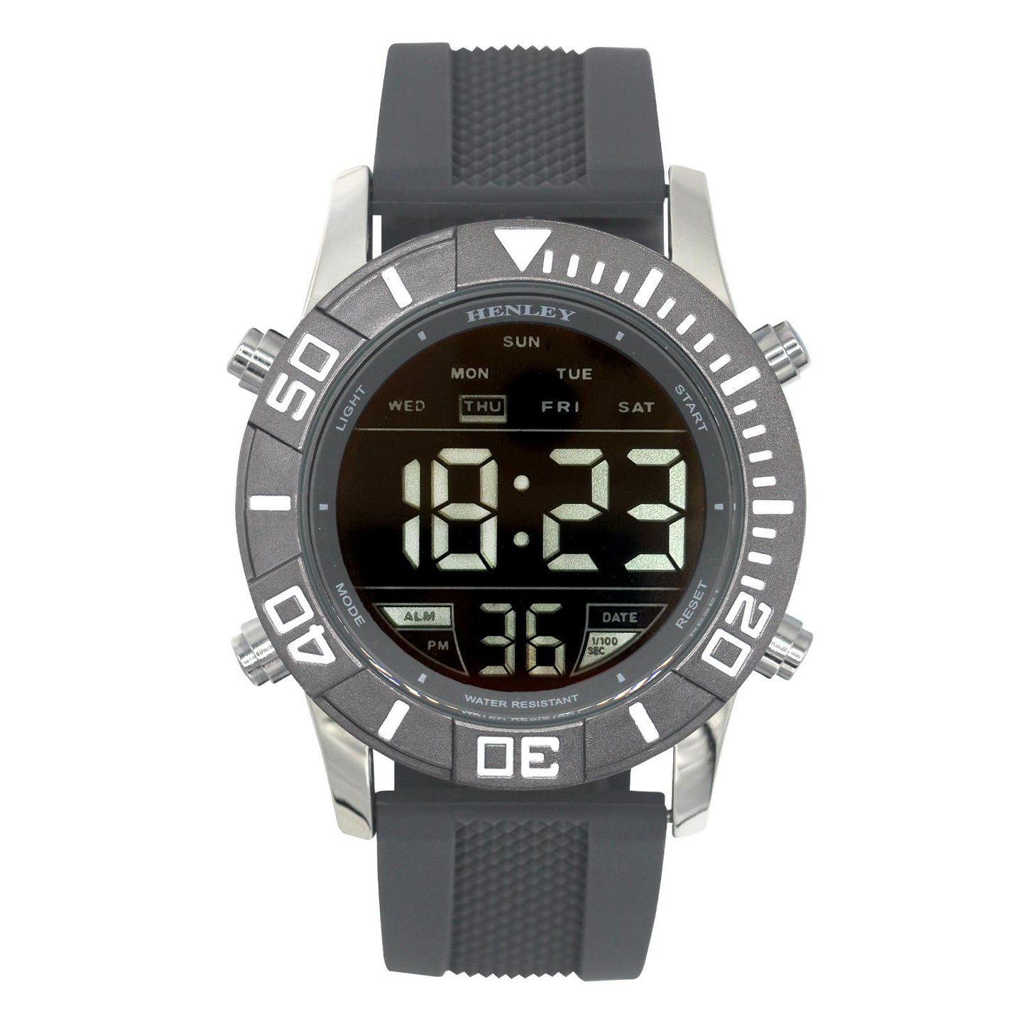 Henley Mens Digital Black Dial Rubber Strap Watch HDG037 Available Multiple Colour