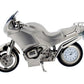 Miniature Clock Super Large Motorbike Desktop Silver Tone Plated Solid Brass Clock IMP1069S - CLEARANCE NEEDS RE-BATTERY