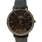 Limit Mens Basic Black Face Rosegold Number with Black Leather Strap Watch
