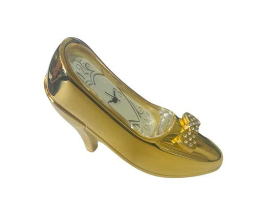 Miniature Clock Gold plated Stiletto Heel Solid Brass - NEEDS BATTERIES