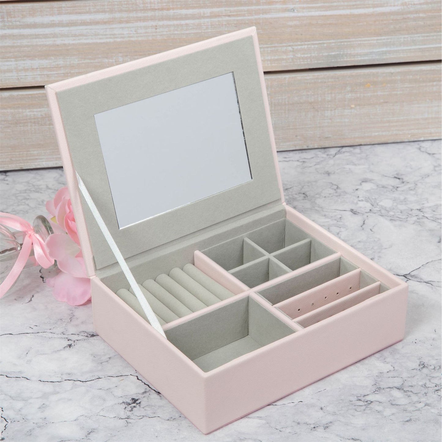 Sophia Large Leatherette Pink Jewellery Box