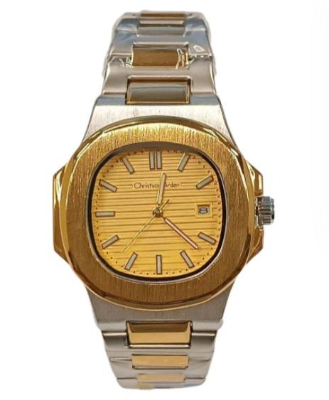 Christyan Arden Mens Fashion Square Dated Dial Analogue Metal Bracelet Strap Watch Available Multiple Colour (NY London)