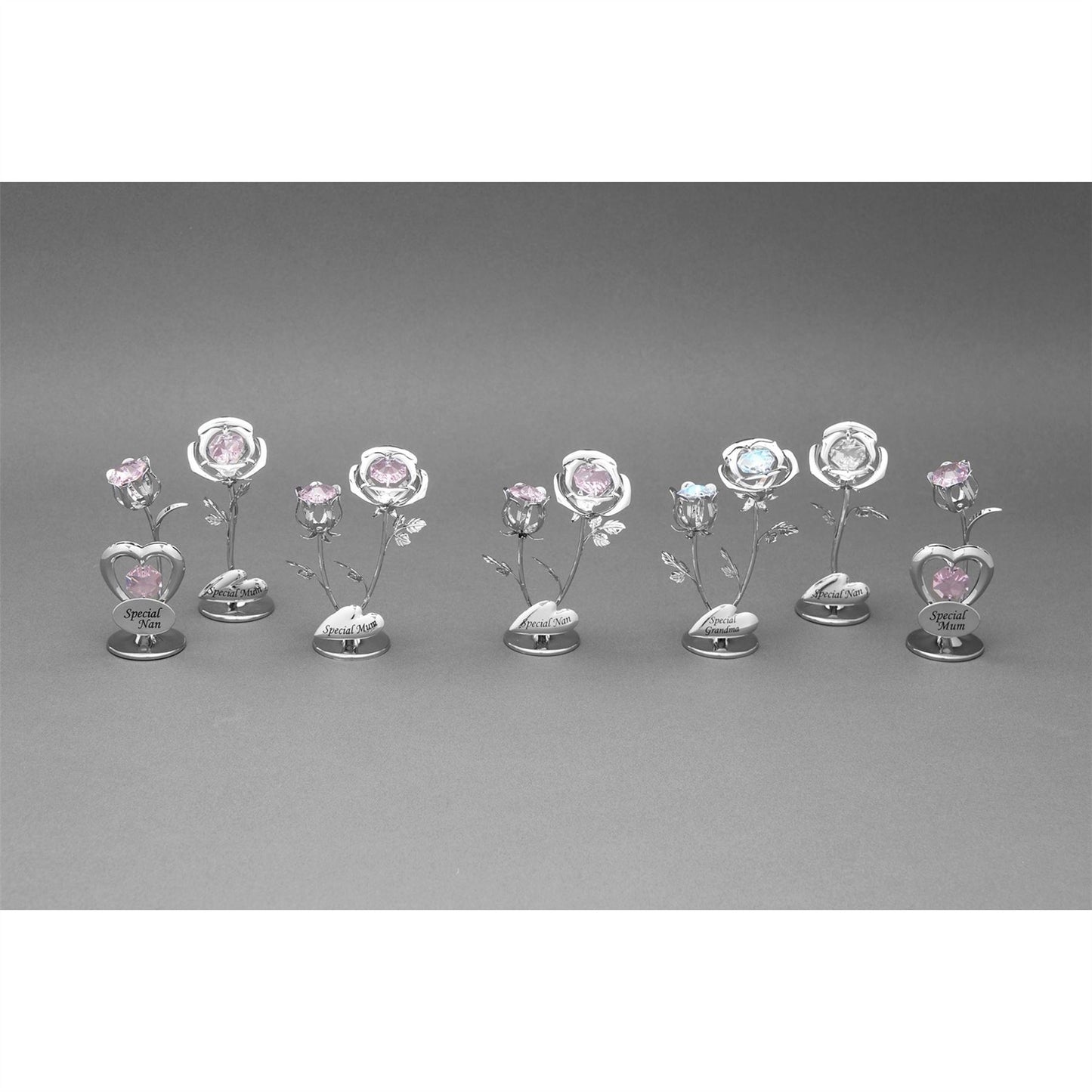 Crystocraft Chrome Plated Rose & Rose Bud - Special Grandma