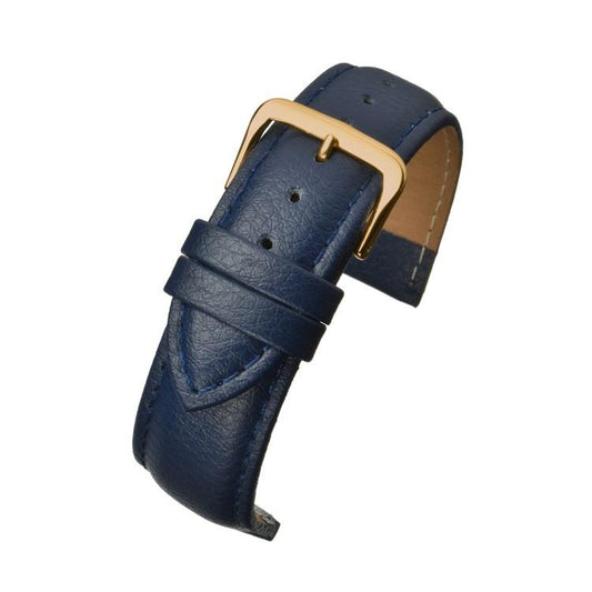 Blue Padded Buffalo Grain Leather Watch Strap Available Sizes 12mm-26mm