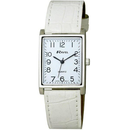 Ravel Mens Basic Classic Rectangular Square Dial Leather Strap Watch R0120